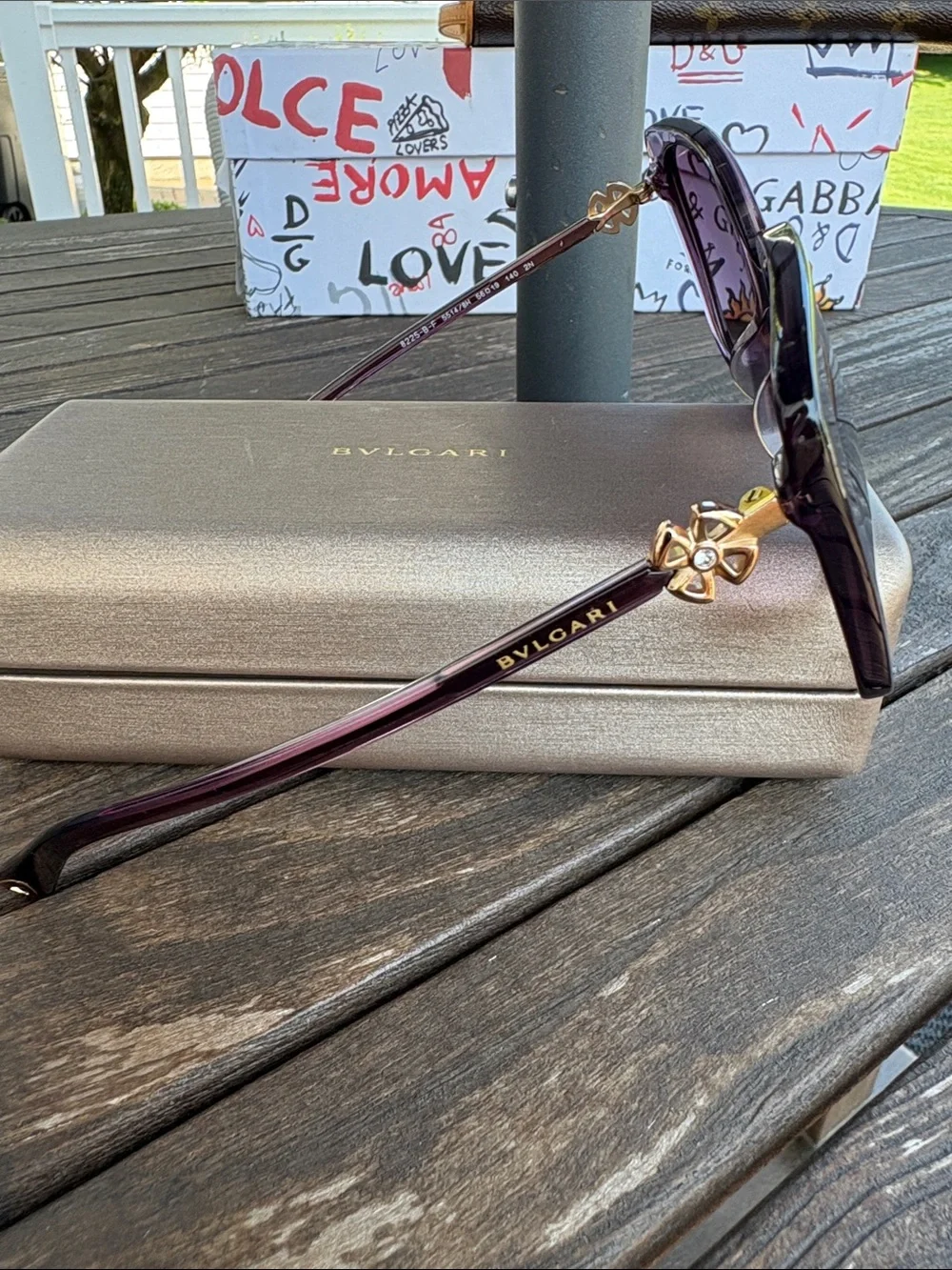 Bulgari Oversized Purple-Brown Gradient Women's Sunglasses